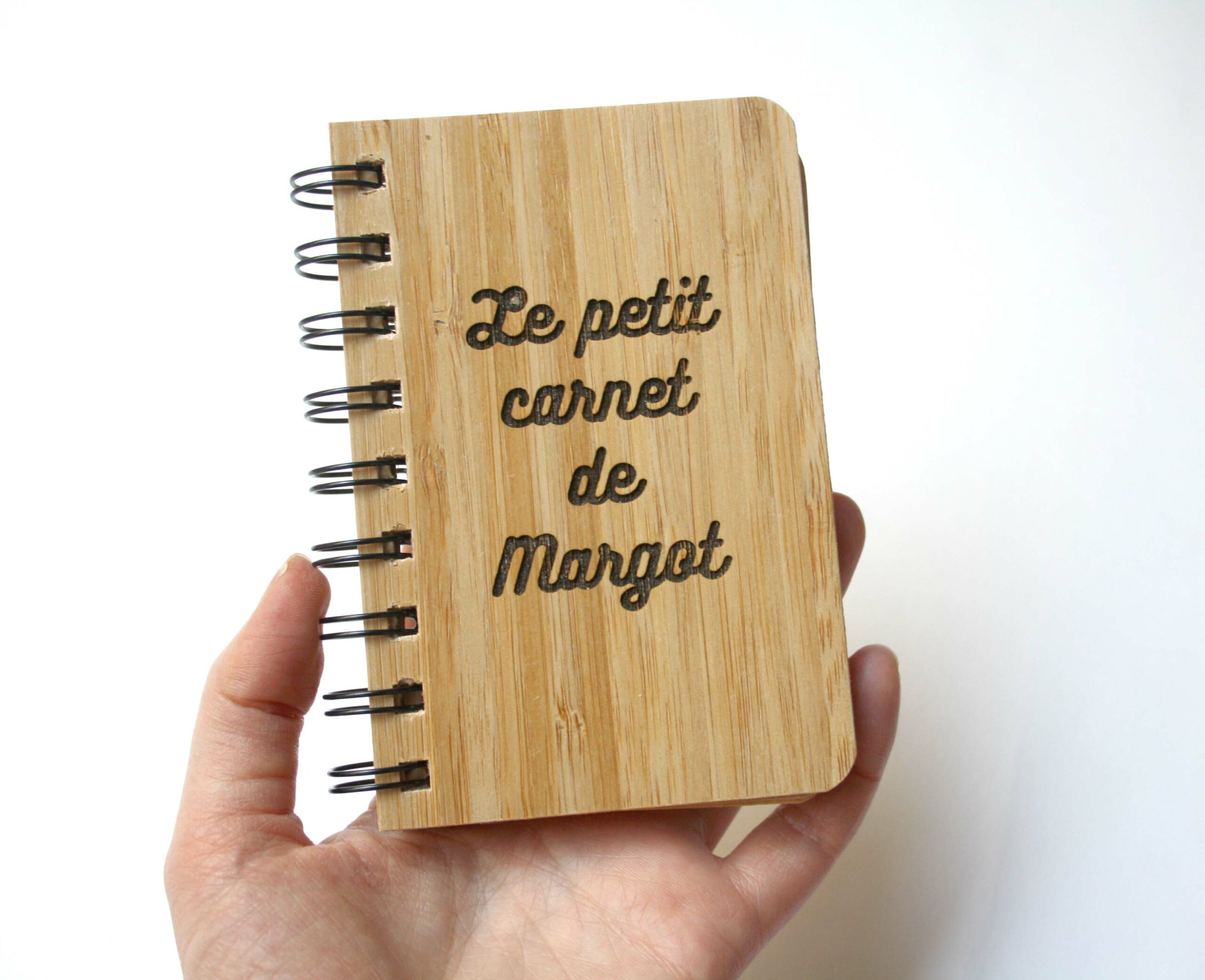 Mini carnet personnalisé en bambou gravé - Atelier Mumu